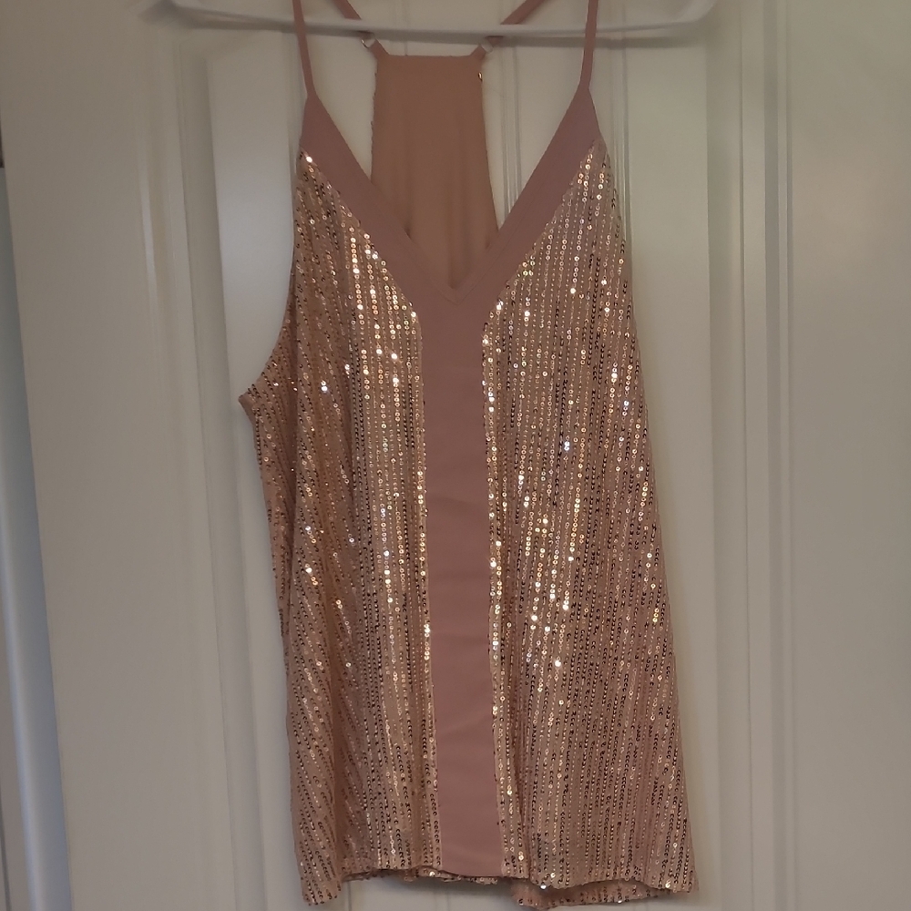 Sequin Halter Top in Pink and Gold